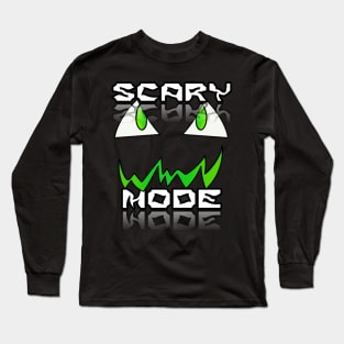 Jack O Lantern Face - Halloween Costume - Scary Mode - Glowing Green Long Sleeve T-Shirt